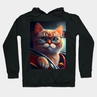 Cute Cat In Car Hoodie